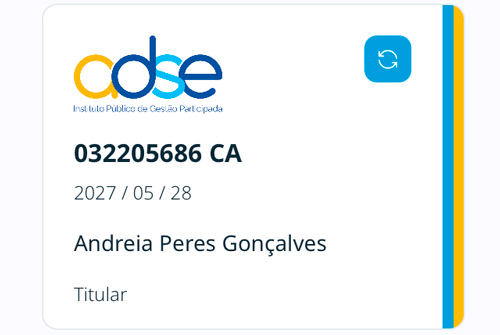 Imagem de Cartão digital na app MyADSE